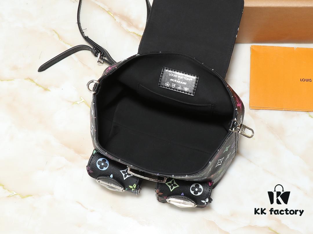 Upgraded Original M13081 M46836 This Venice Backpack Crafted from Coated Canvas with Vivid Hues by Japanese Artist Takashi Murakami Depicting the Monogram Pattern, Showcasing the Playful Spirit of the Louis Vuitton x Takashi Murakami Reissue Collection