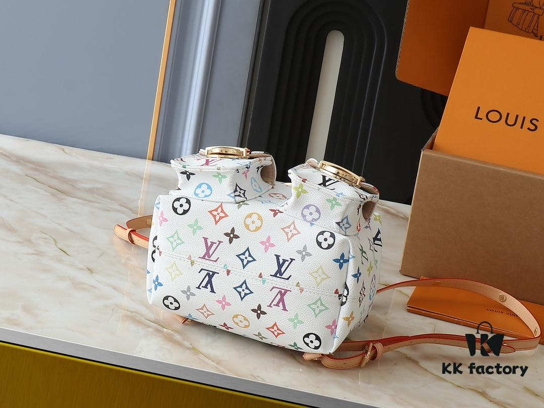 Upgraded Original M13081 M46836 This Venice Backpack Crafted from Coated Canvas with Vivid Hues by Japanese Artist Takashi Murakami Depicting the Monogram Pattern, Showcasing the Playful Spirit of the Louis Vuitton x Takashi Murakami Reissue Collection