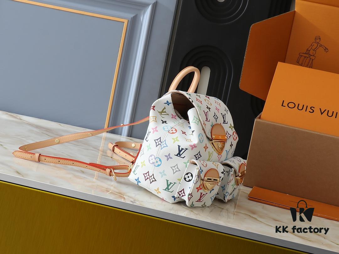 Upgraded Original M13081 M46836 This Venice Backpack Crafted from Coated Canvas with Vivid Hues by Japanese Artist Takashi Murakami Depicting the Monogram Pattern, Showcasing the Playful Spirit of the Louis Vuitton x Takashi Murakami Reissue Collection