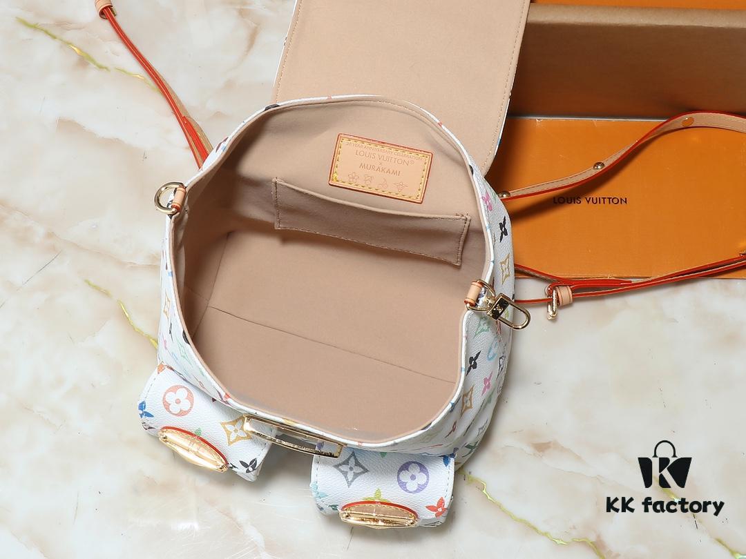 Upgraded Original M13081 M46836 This Venice Backpack Crafted from Coated Canvas with Vivid Hues by Japanese Artist Takashi Murakami Depicting the Monogram Pattern, Showcasing the Playful Spirit of the Louis Vuitton x Takashi Murakami Reissue Collection