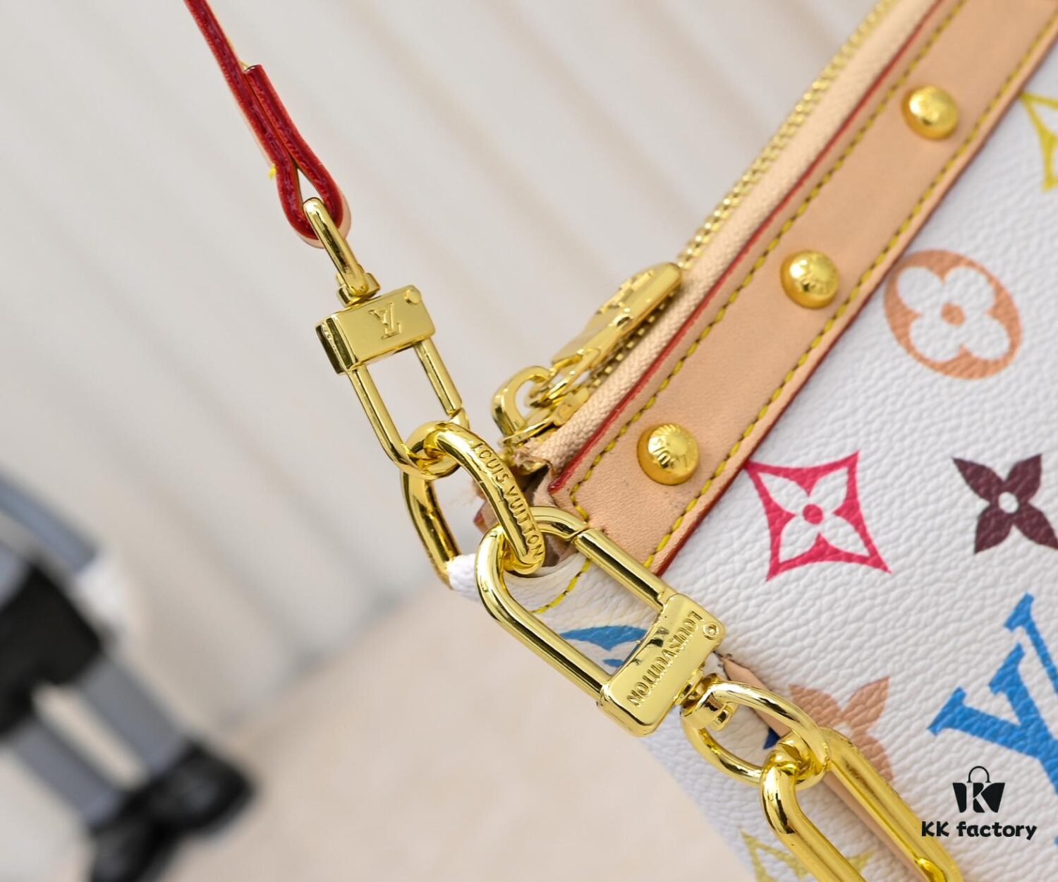 M13404 Black Color White Color Coated Canvas Pochette Accessoires Bag