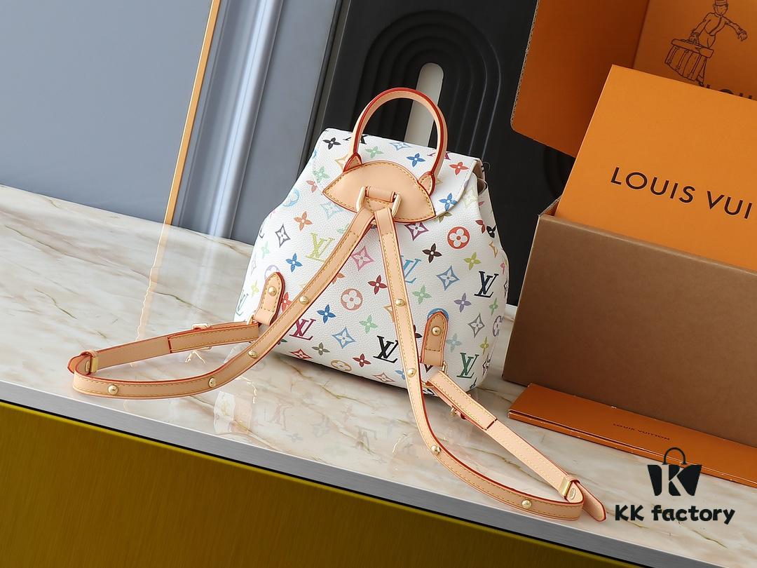 Upgraded Original M13081 M46836 This Venice Backpack Crafted from Coated Canvas with Vivid Hues by Japanese Artist Takashi Murakami Depicting the Monogram Pattern, Showcasing the Playful Spirit of the Louis Vuitton x Takashi Murakami Reissue Collection