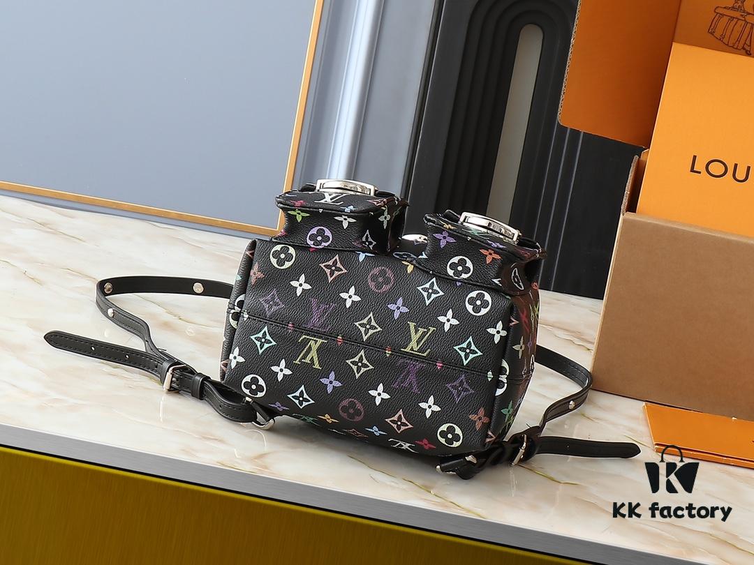 Upgraded Original M13081 M46836 This Venice Backpack Crafted from Coated Canvas with Vivid Hues by Japanese Artist Takashi Murakami Depicting the Monogram Pattern, Showcasing the Playful Spirit of the Louis Vuitton x Takashi Murakami Reissue Collection