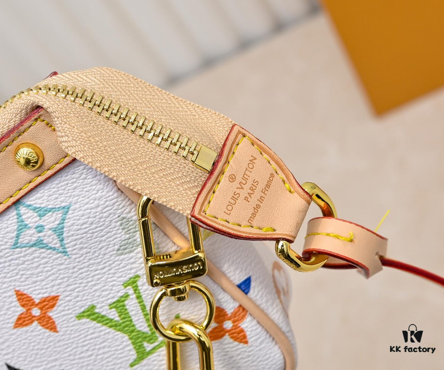 M13404 Black Color White Color Coated Canvas Pochette Accessoires Bag