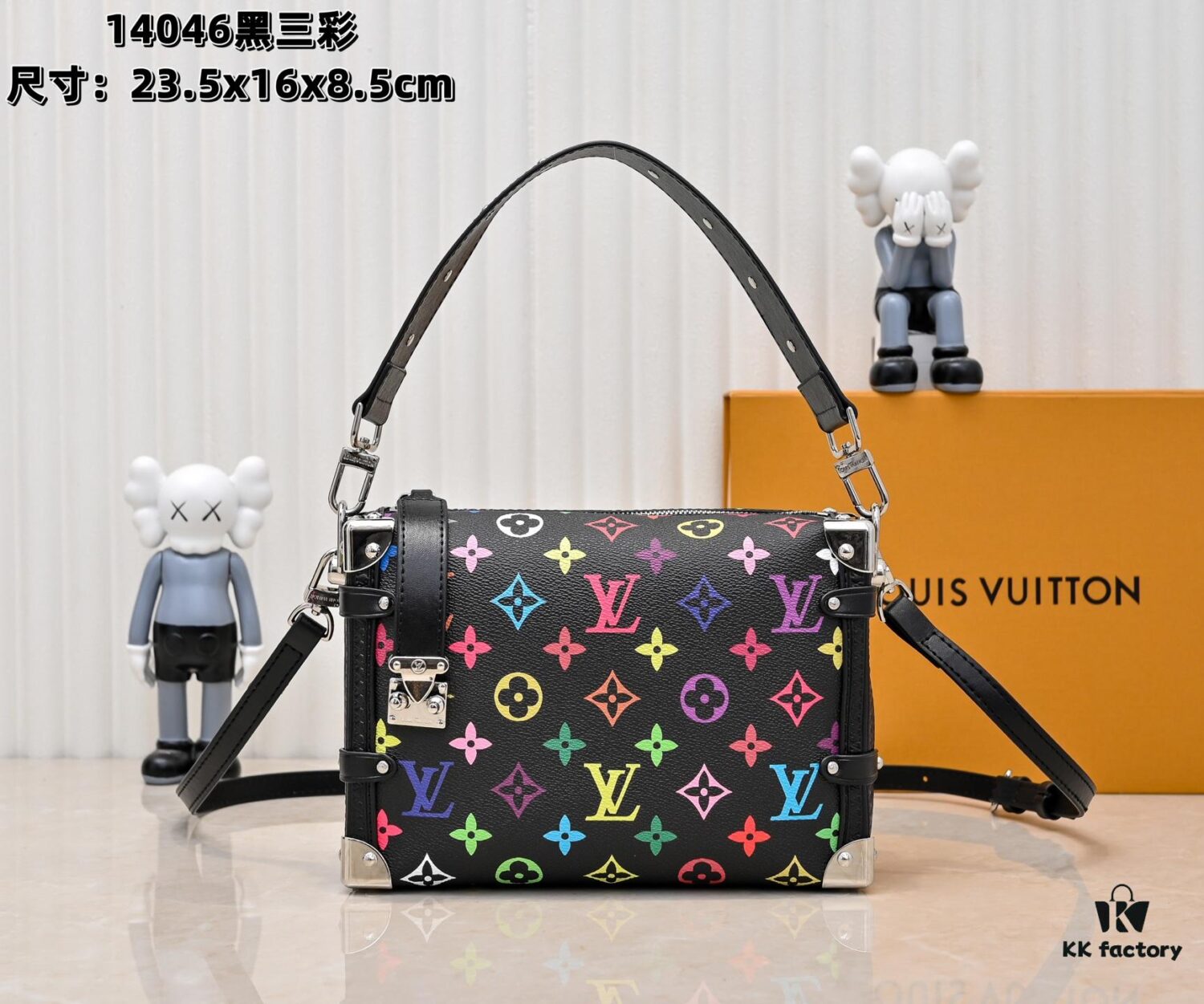 M14046 M46358 Black Tricolor White Tricolor Side Trunk Medium Handbag