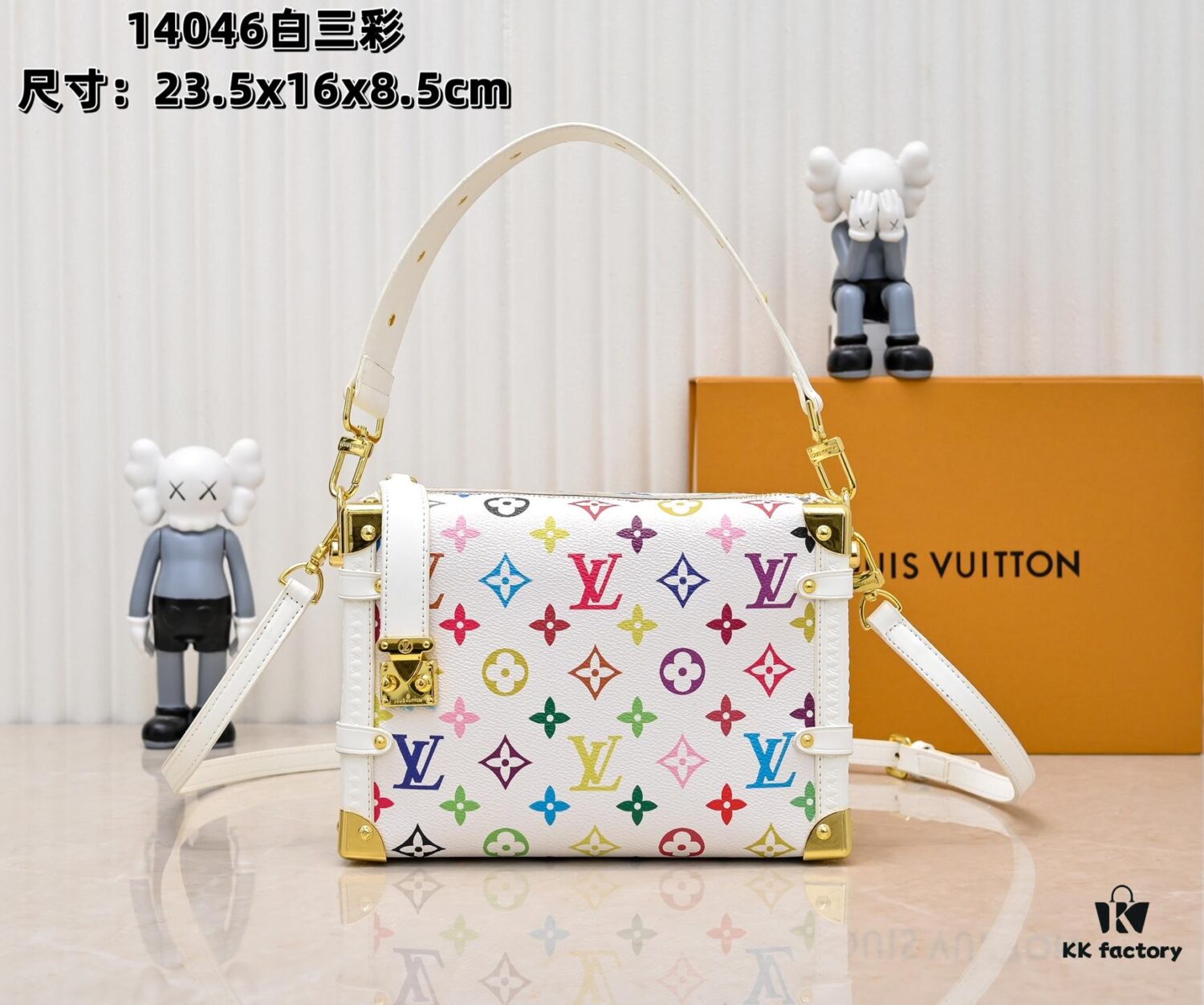 M14046 M46358 Black Tricolor White Tricolor Side Trunk Medium Handbag