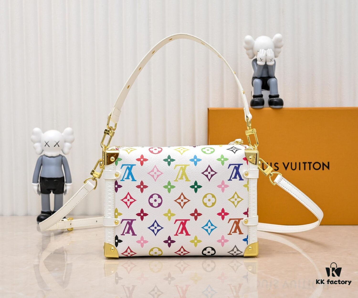 M14046 M46358 Black Tricolor White Tricolor Side Trunk Medium Handbag