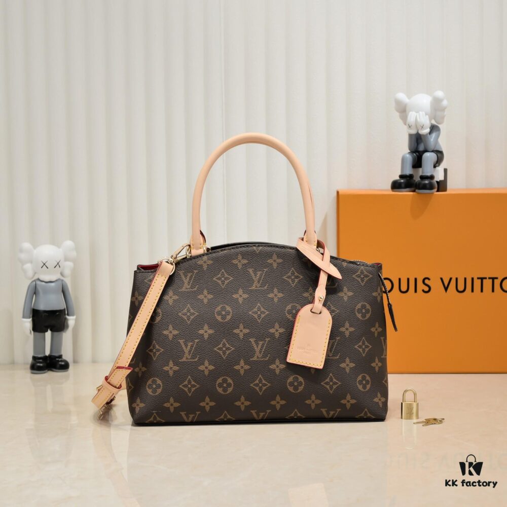LV New Grand Palais MM 2021 Collection Louis Vuitton Trendy Fashion Shoulder Handbag in Calfskin Print, Size: 29-18-12.5