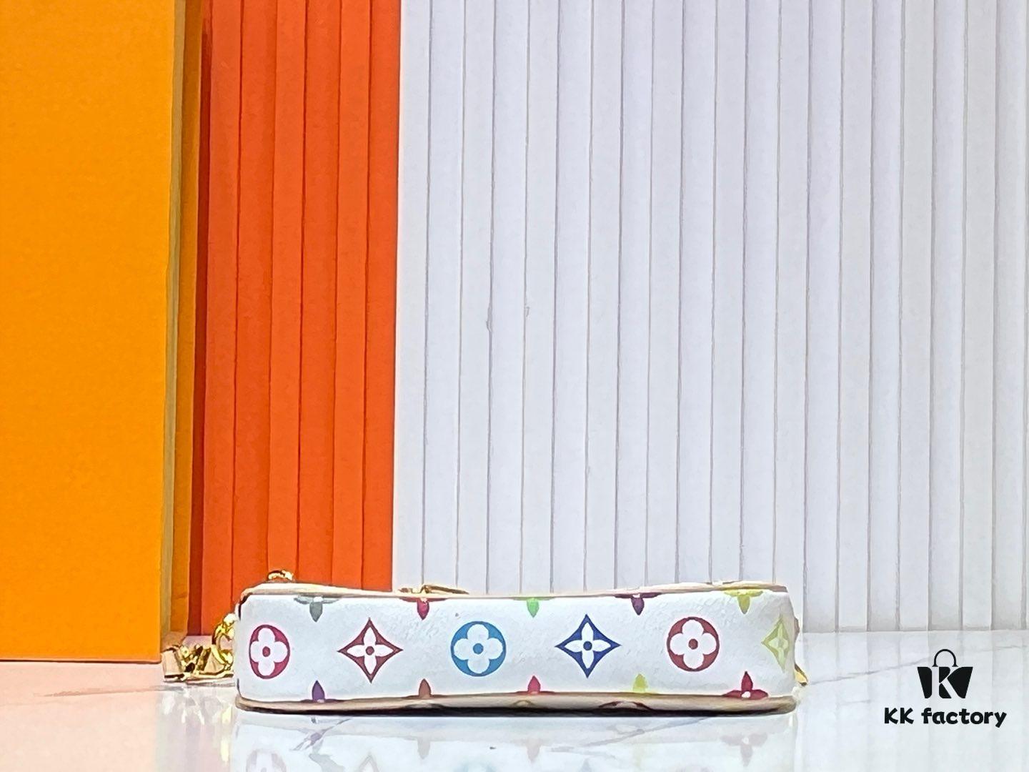 M13404 Black and White Pochoir Coated Canvas Pochette Accessoires Bag