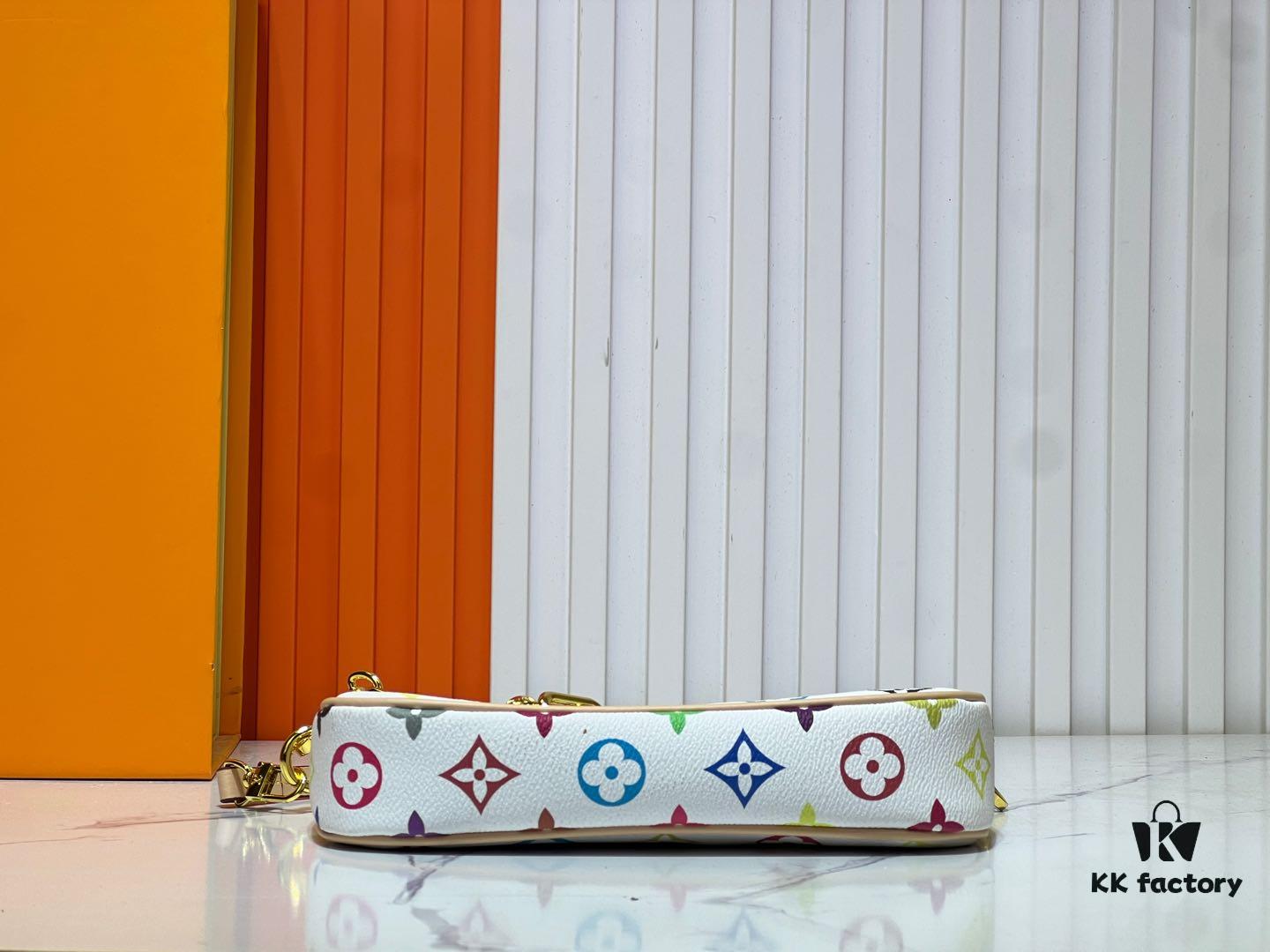 M13404 Black and White Pochoir Coated Canvas Pochette Accessoires Bag