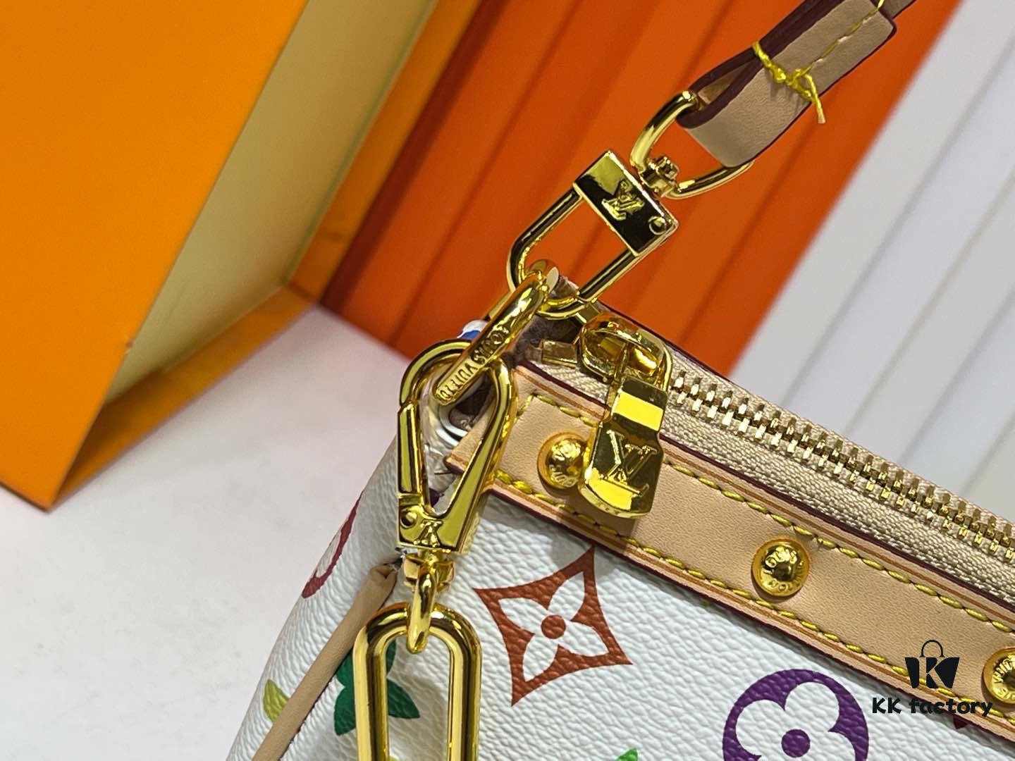 M13404 Black and White Pochoir Coated Canvas Pochette Accessoires Bag