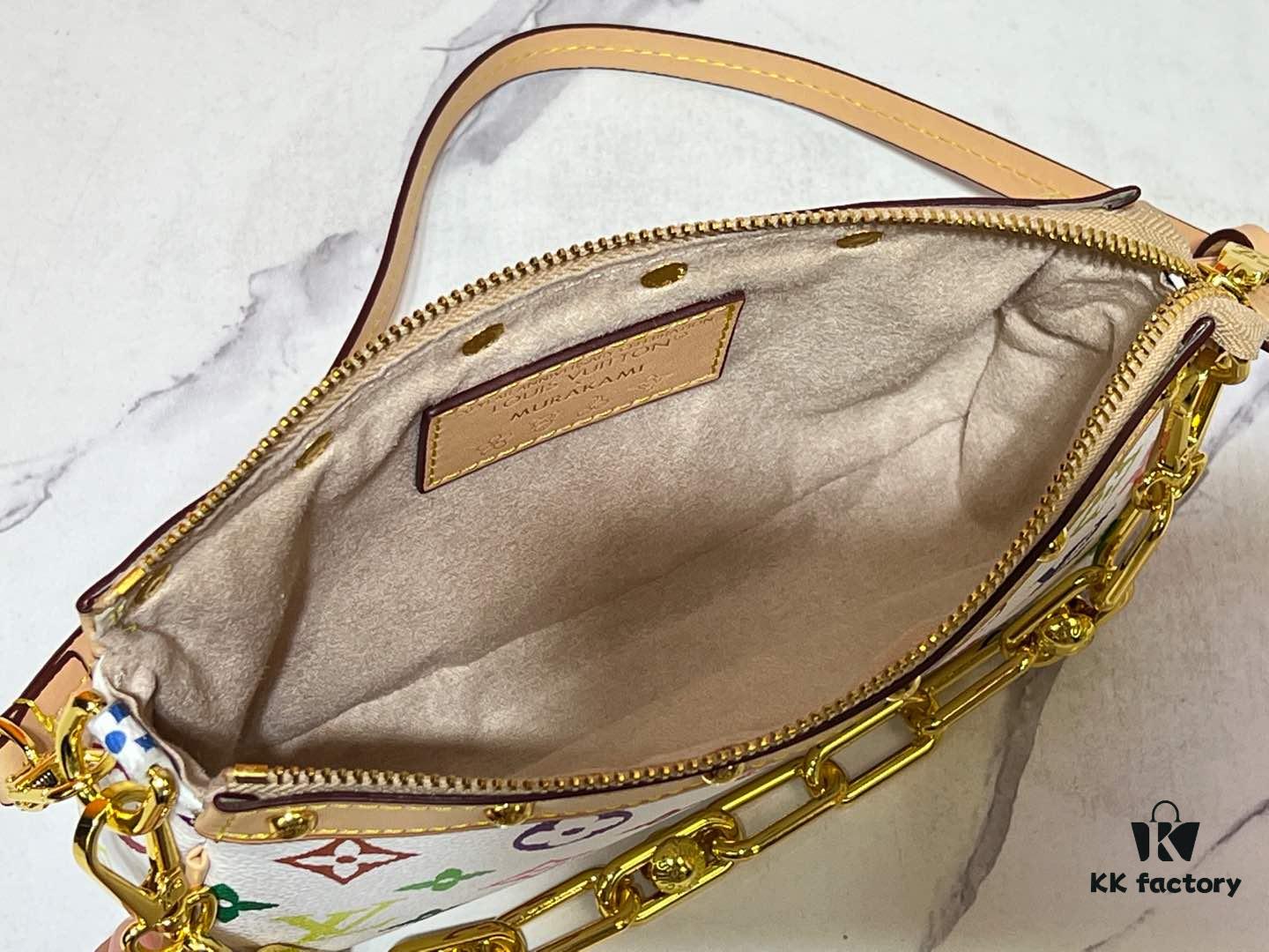 M13404 Black and White Pochoir Coated Canvas Pochette Accessoires Bag