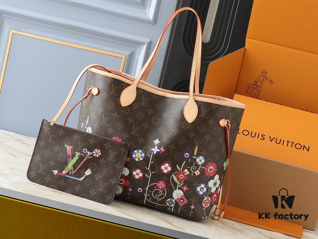 Upgraded Original M13675 M13271 M40995 This Medium Neverfull Bag from Louis Vuitton x Takashi Murakami Re-Edition Collection