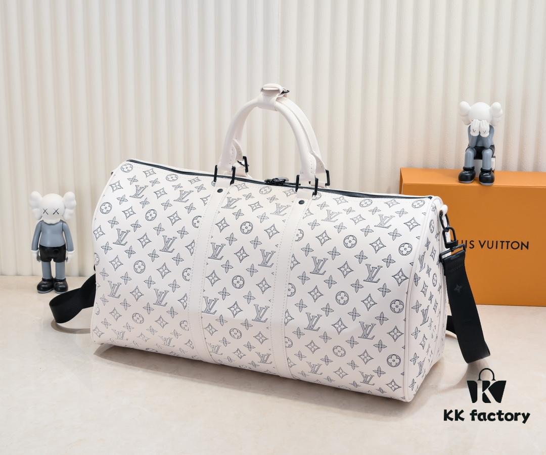 Exclusive Real Photo M24953 41416 New Version Louis Vuitton Classic Keepall Travel Bag in Monogram Shadow Leather