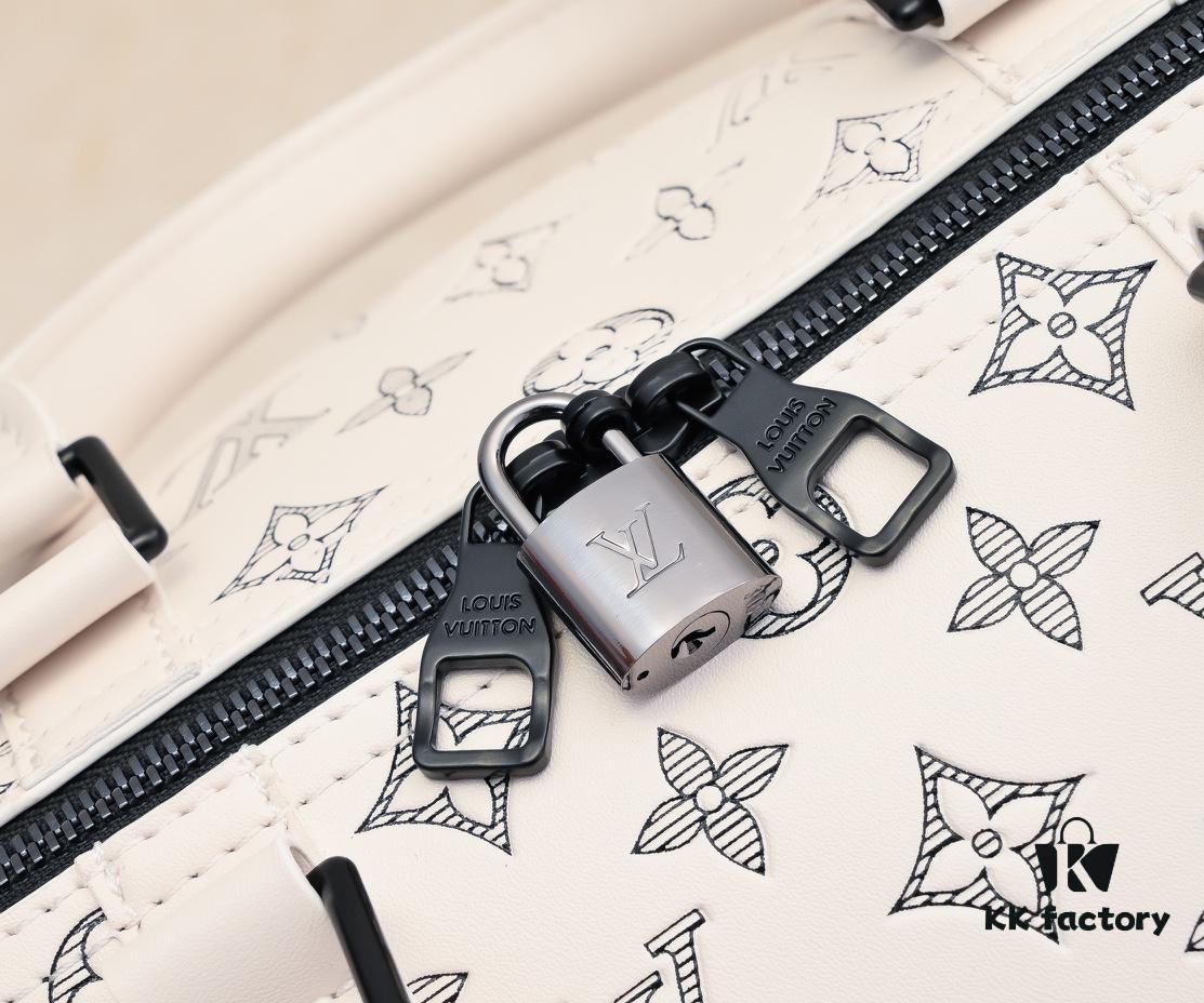 Exclusive Real Photo M24953 41416 New Version Louis Vuitton Classic Keepall Travel Bag in Monogram Shadow Leather