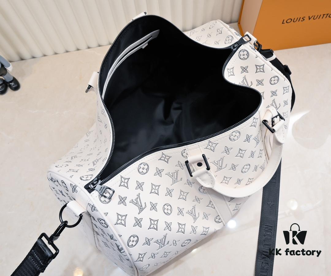 Exclusive Real Photo M24953 41416 New Version Louis Vuitton Classic Keepall Travel Bag in Monogram Shadow Leather