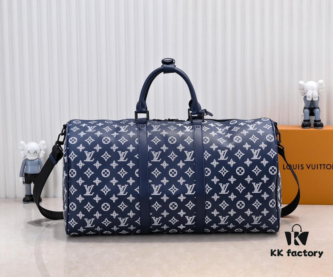 Exclusive Real Shot M24953 New Version Louis Vuitton Classic Keepall Travel Bag Embracing the Modern Edge of Monogram Shadow Leather