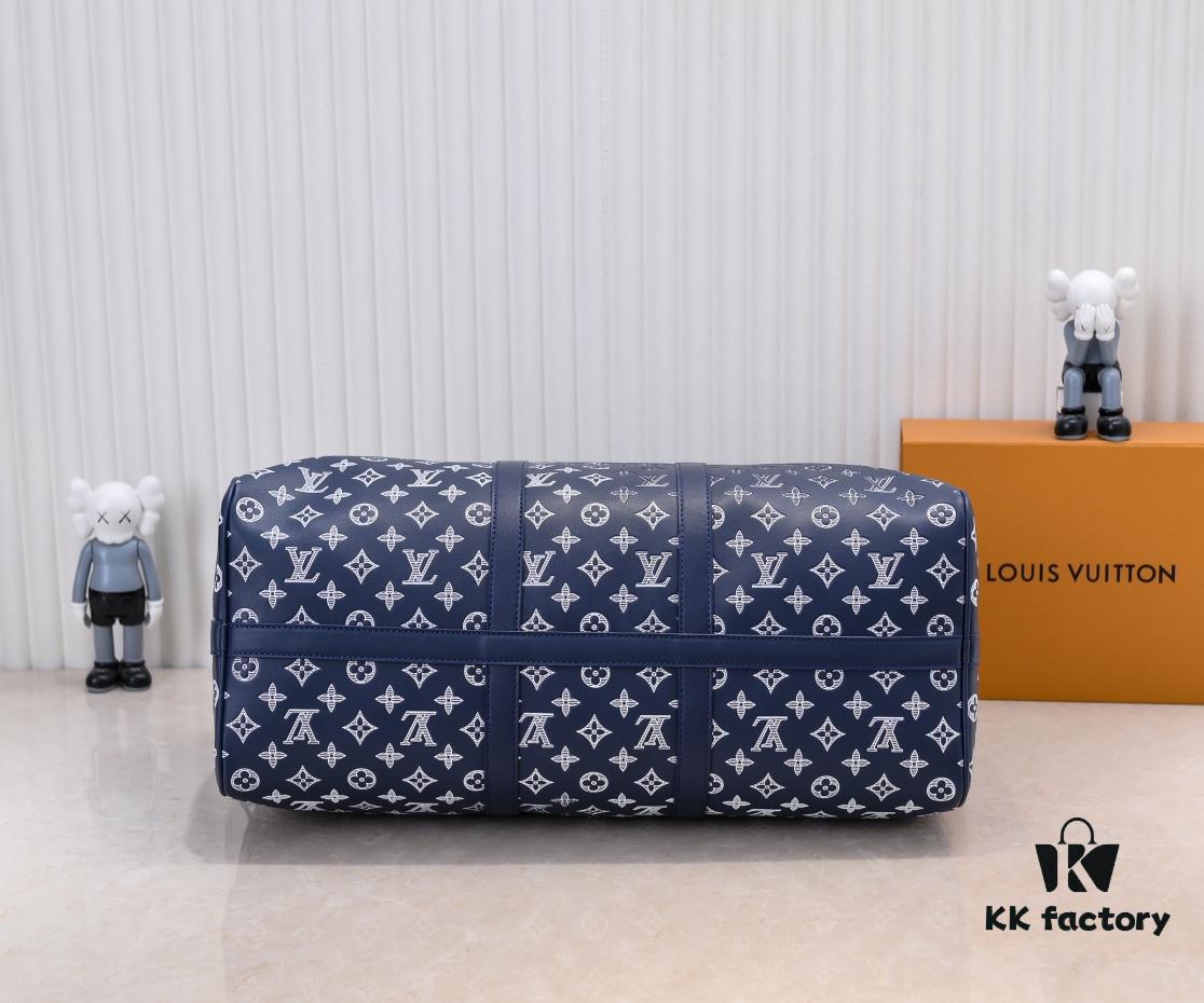 Exclusive Real Shot M24953 New Version Louis Vuitton Classic Keepall Travel Bag Embracing the Modern Edge of Monogram Shadow Leather