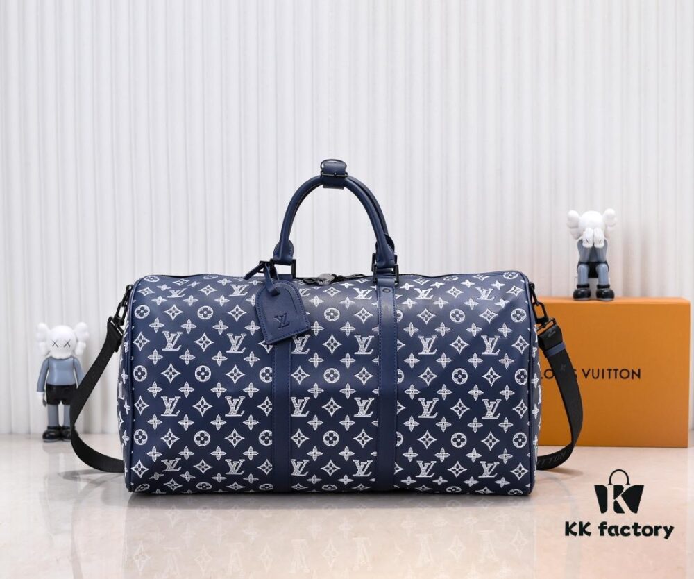 Exclusive Real Shot M24953 New Version Louis Vuitton Classic Keepall Travel Bag Embracing the Modern Edge of Monogram Shadow Leather