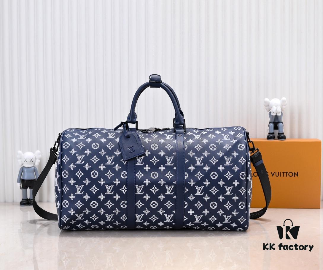 Exclusive Real Shot M24953 New Version Louis Vuitton Classic Keepall Travel Bag Embracing the Modern Edge of Monogram Shadow Leather