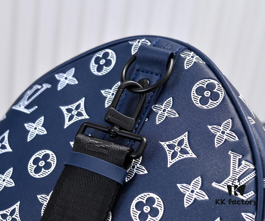 Exclusive Real Shot M24953 New Version Louis Vuitton Classic Keepall Travel Bag Embracing the Modern Edge of Monogram Shadow Leather