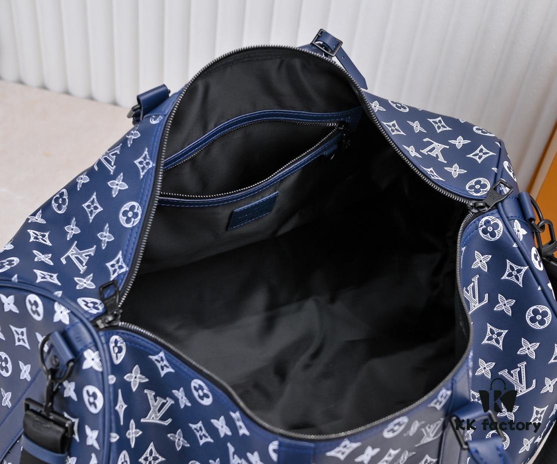 Exclusive Real Shot M24953 New Version Louis Vuitton Classic Keepall Travel Bag Embracing the Modern Edge of Monogram Shadow Leather