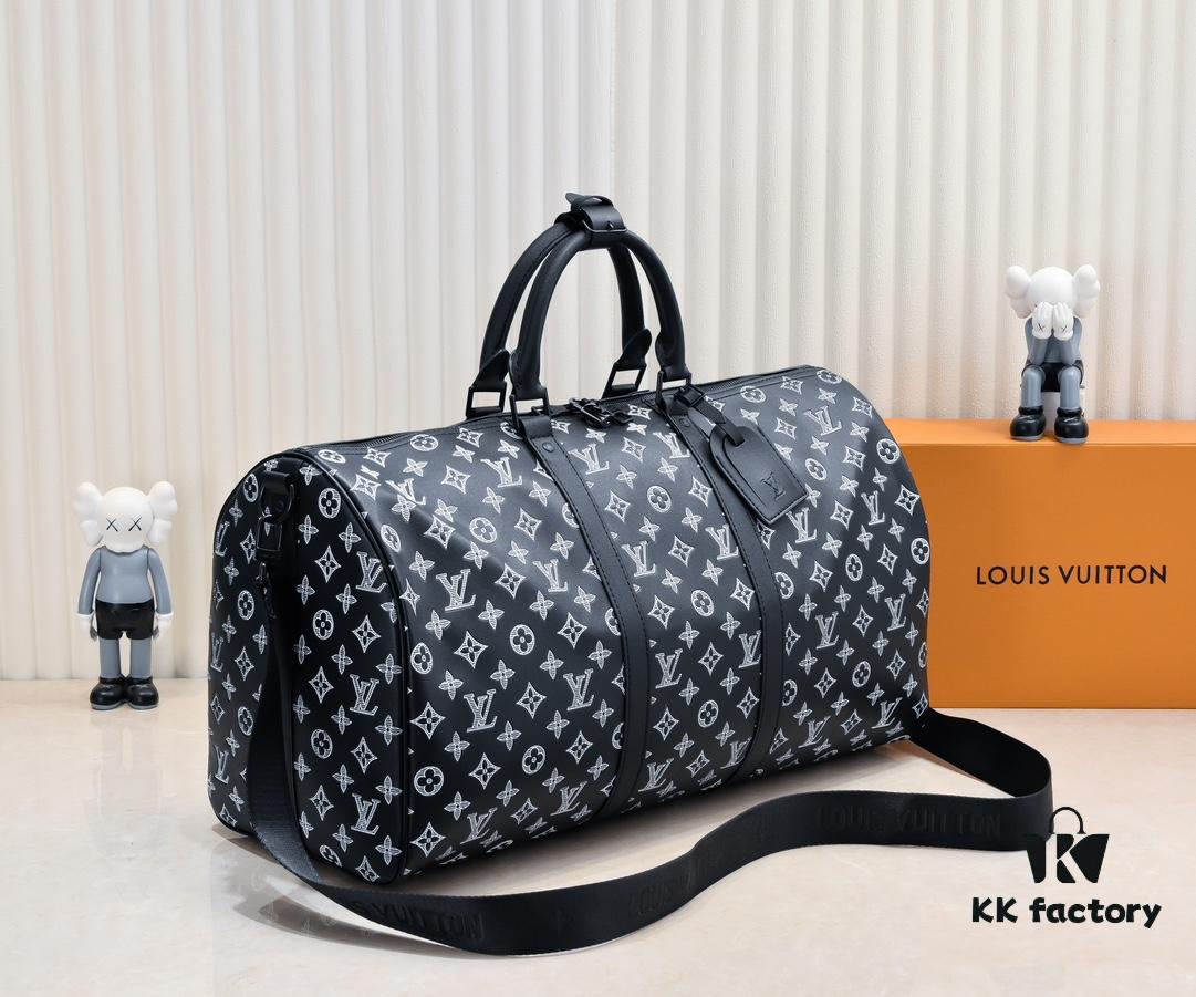 Exclusive In-Stock M24953 41416 New Version Louis Vuitton Classic Keepall Travel Bag Unveils Modern Charm of Monogram Shadow Leather