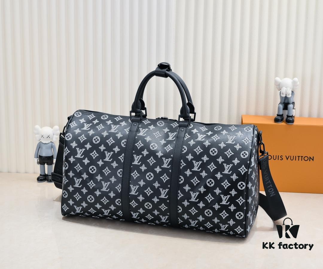 Exclusive In-Stock M24953 41416 New Version Louis Vuitton Classic Keepall Travel Bag Unveils Modern Charm of Monogram Shadow Leather