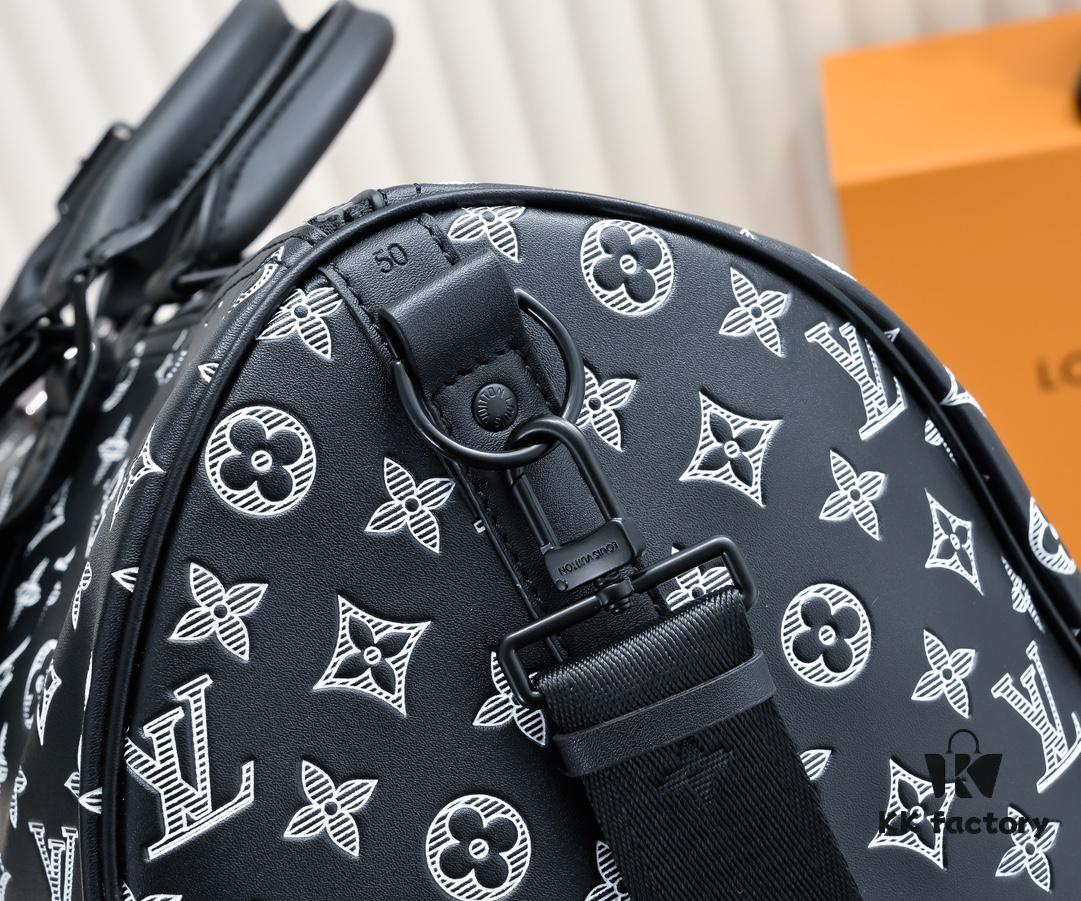 Exclusive In-Stock M24953 41416 New Version Louis Vuitton Classic Keepall Travel Bag Unveils Modern Charm of Monogram Shadow Leather