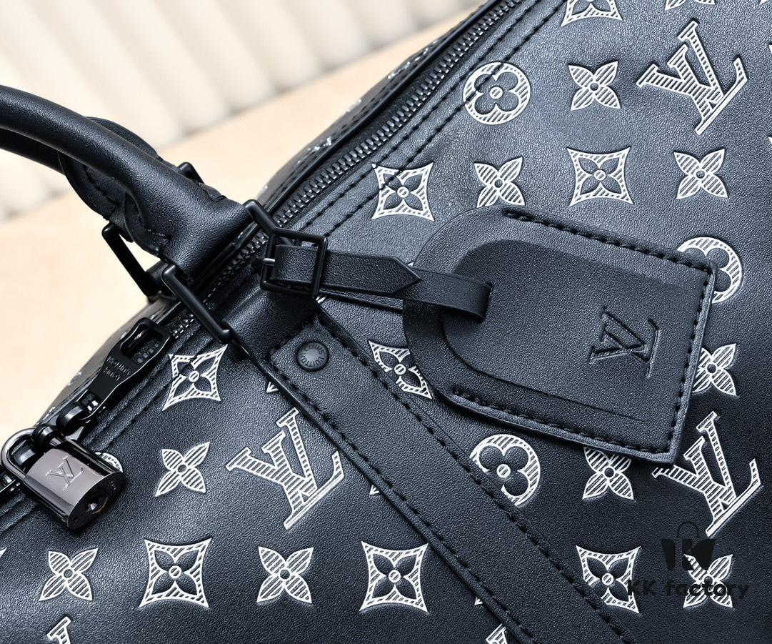 Exclusive In-Stock M24953 41416 New Version Louis Vuitton Classic Keepall Travel Bag Unveils Modern Charm of Monogram Shadow Leather