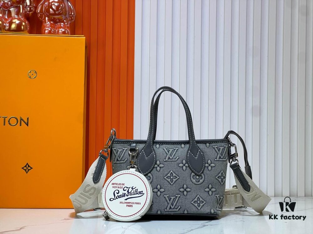 M46705 NEVERFULL BB Handbag in Denim with Embossed Neverfull Motif