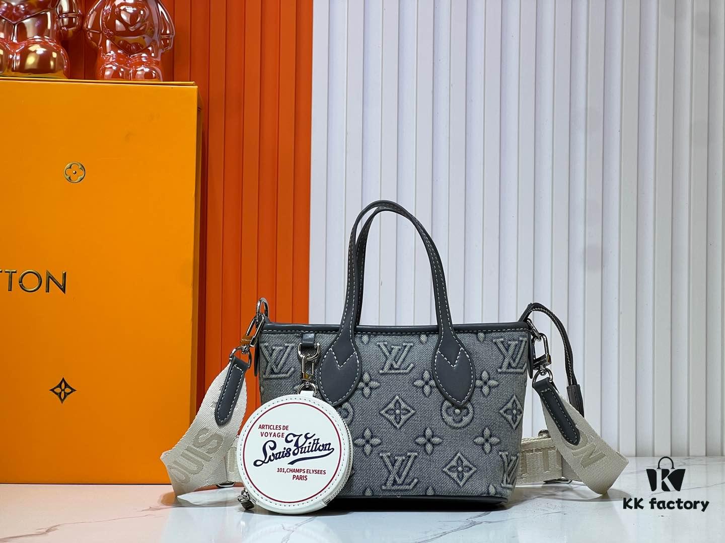 M46705 NEVERFULL BB Handbag in Denim with Embossed Neverfull Motif