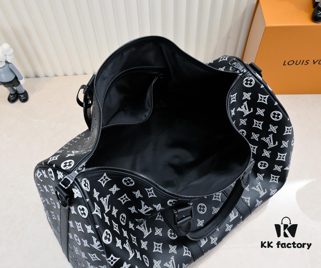 Exclusive In-Stock M24953 41416 New Version Louis Vuitton Classic Keepall Travel Bag Unveils Modern Charm of Monogram Shadow Leather