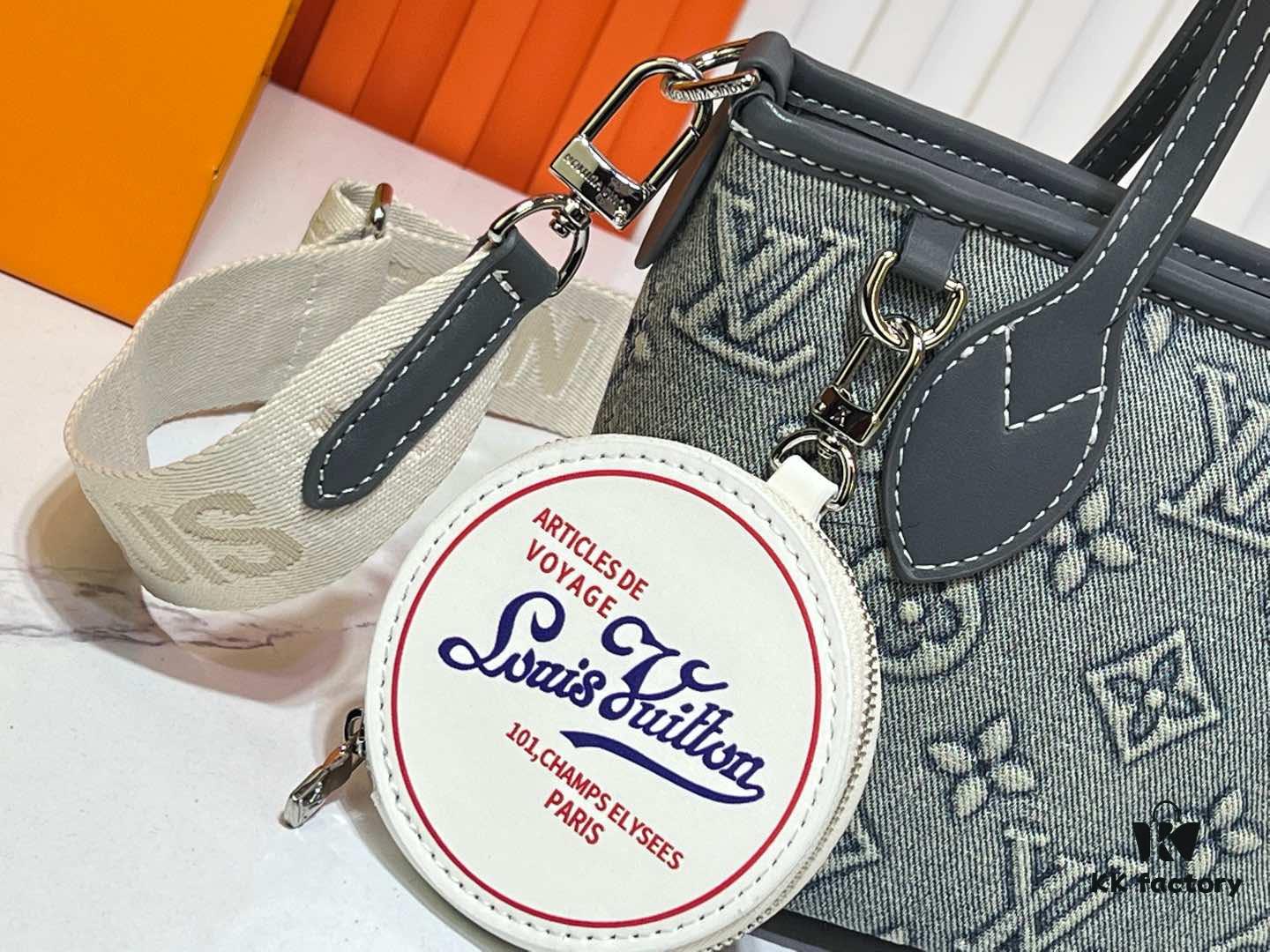 M46705 NEVERFULL BB Handbag in Denim with Embossed Neverfull Motif