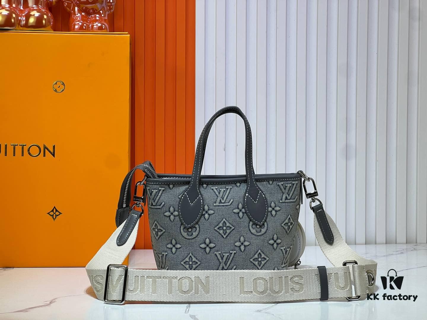 M46705 NEVERFULL BB Handbag in Denim with Embossed Neverfull Motif