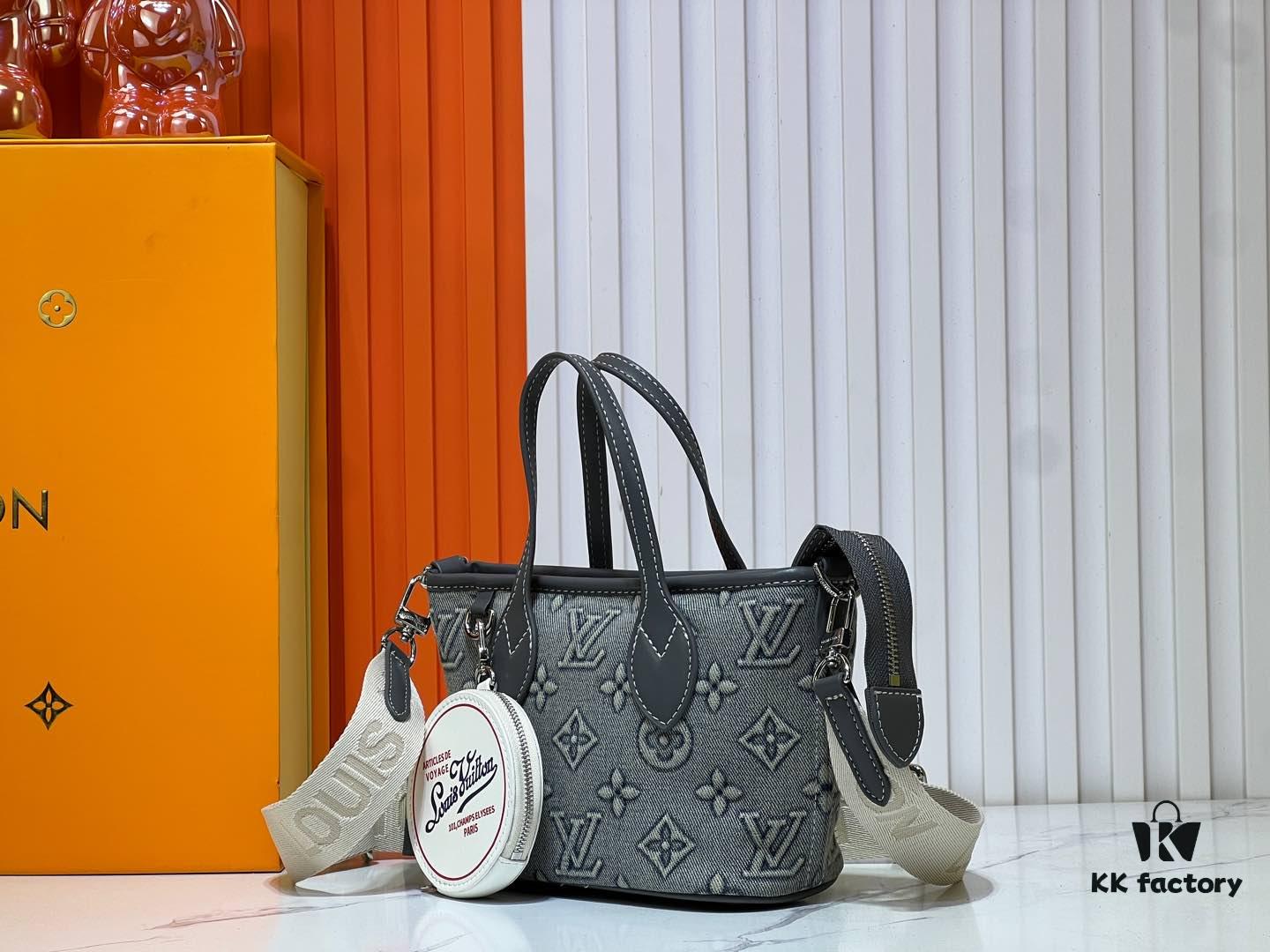 M46705 NEVERFULL BB Handbag in Denim with Embossed Neverfull Motif