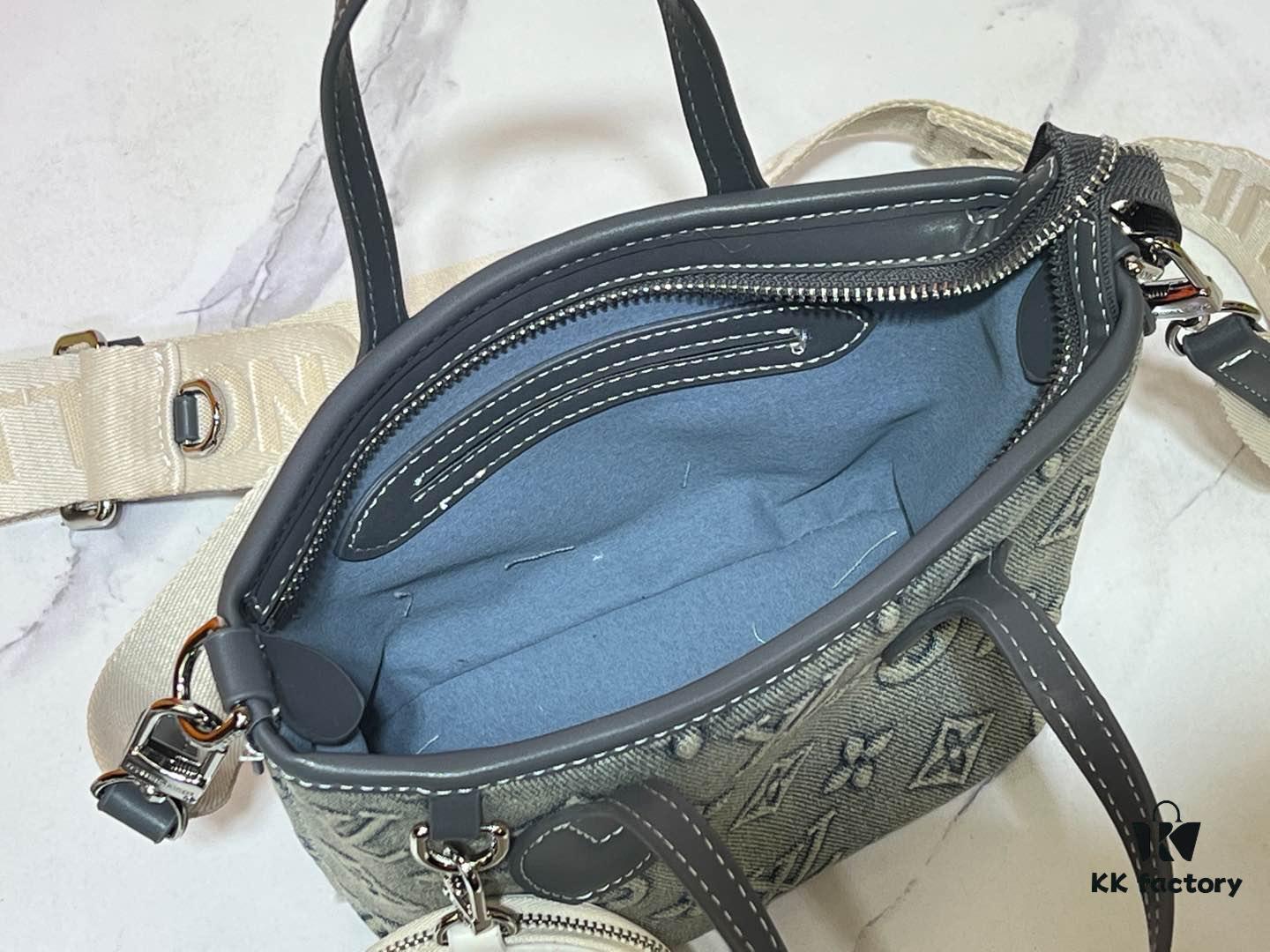 M46705 NEVERFULL BB Handbag in Denim with Embossed Neverfull Motif