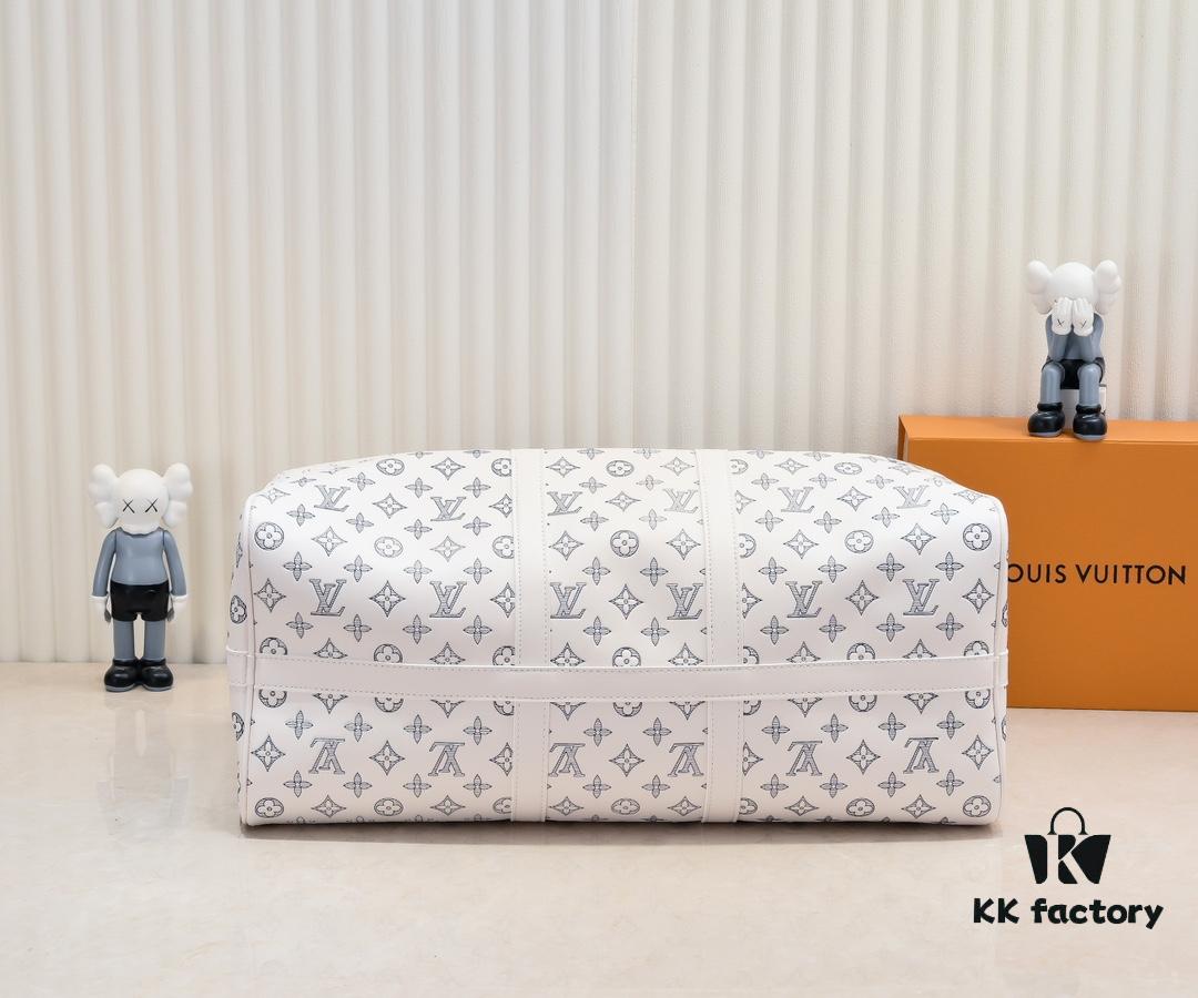 Exclusive Real Photo M24953 41416 New Version Louis Vuitton Classic Keepall Travel Bag in Monogram Shadow Leather