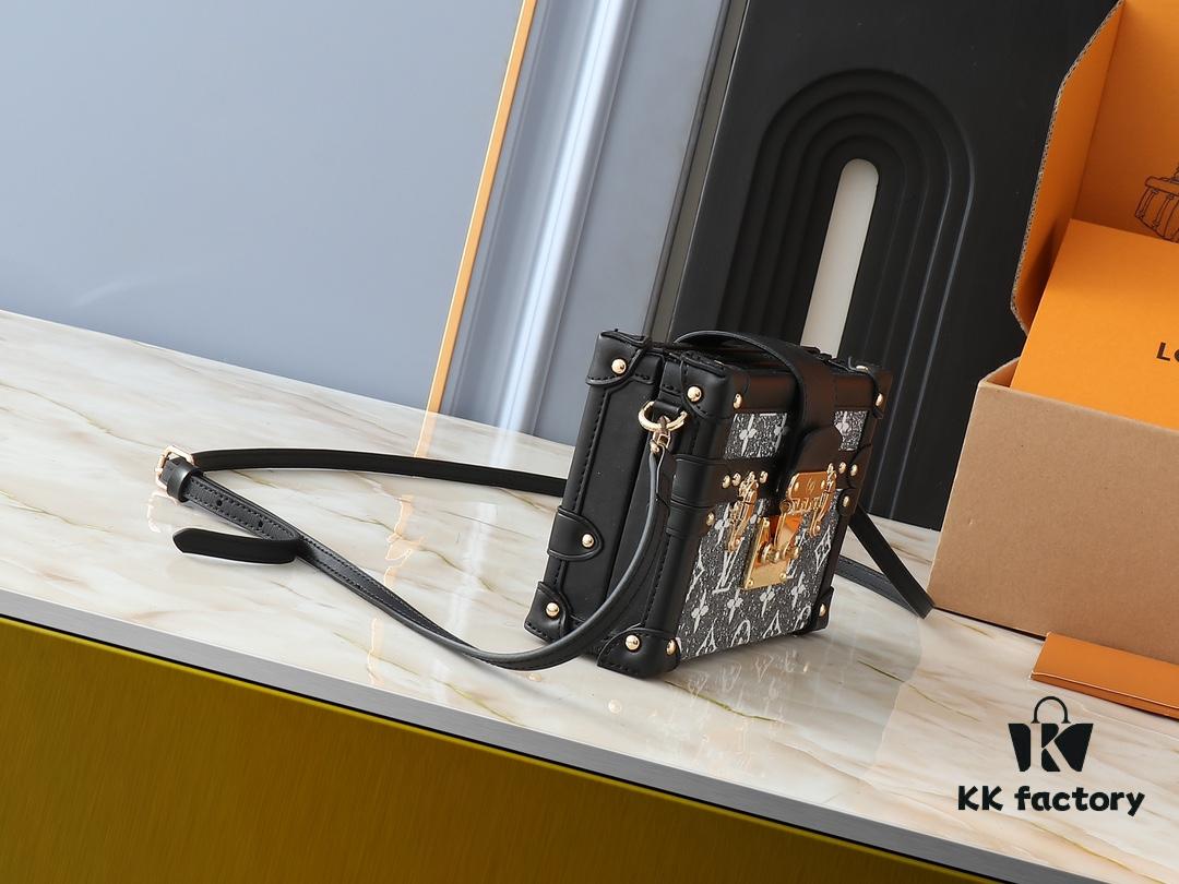 Upgraded Original M21462 M86286 Black Denim Petite Malle Handbag