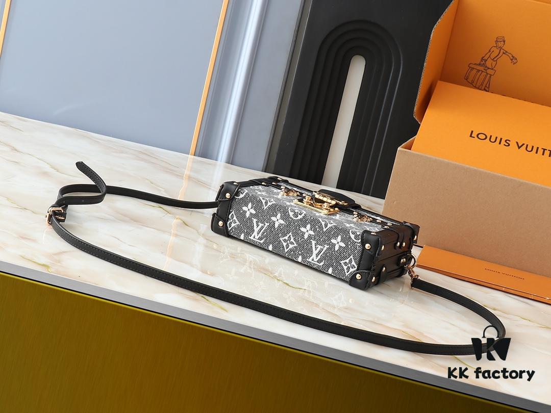 Upgraded Original M21462 M86286 Black Denim Petite Malle Handbag