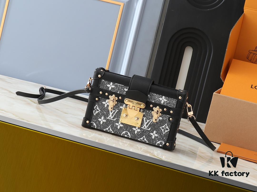 Upgraded Original M21462 M86286 Black Denim Petite Malle Handbag