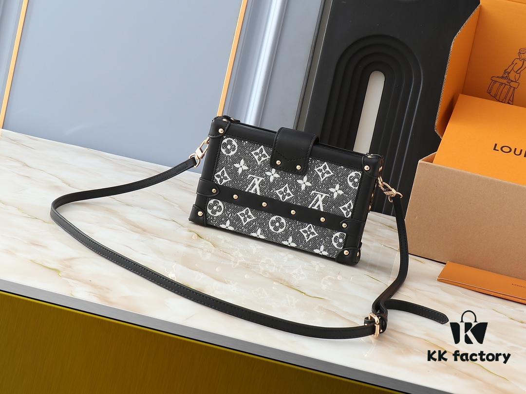 Upgraded Original M21462 M86286 Black Denim Petite Malle Handbag