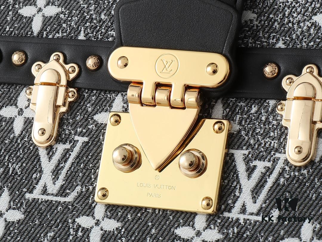 Upgraded Original M21462 M86286 Black Denim Petite Malle Handbag