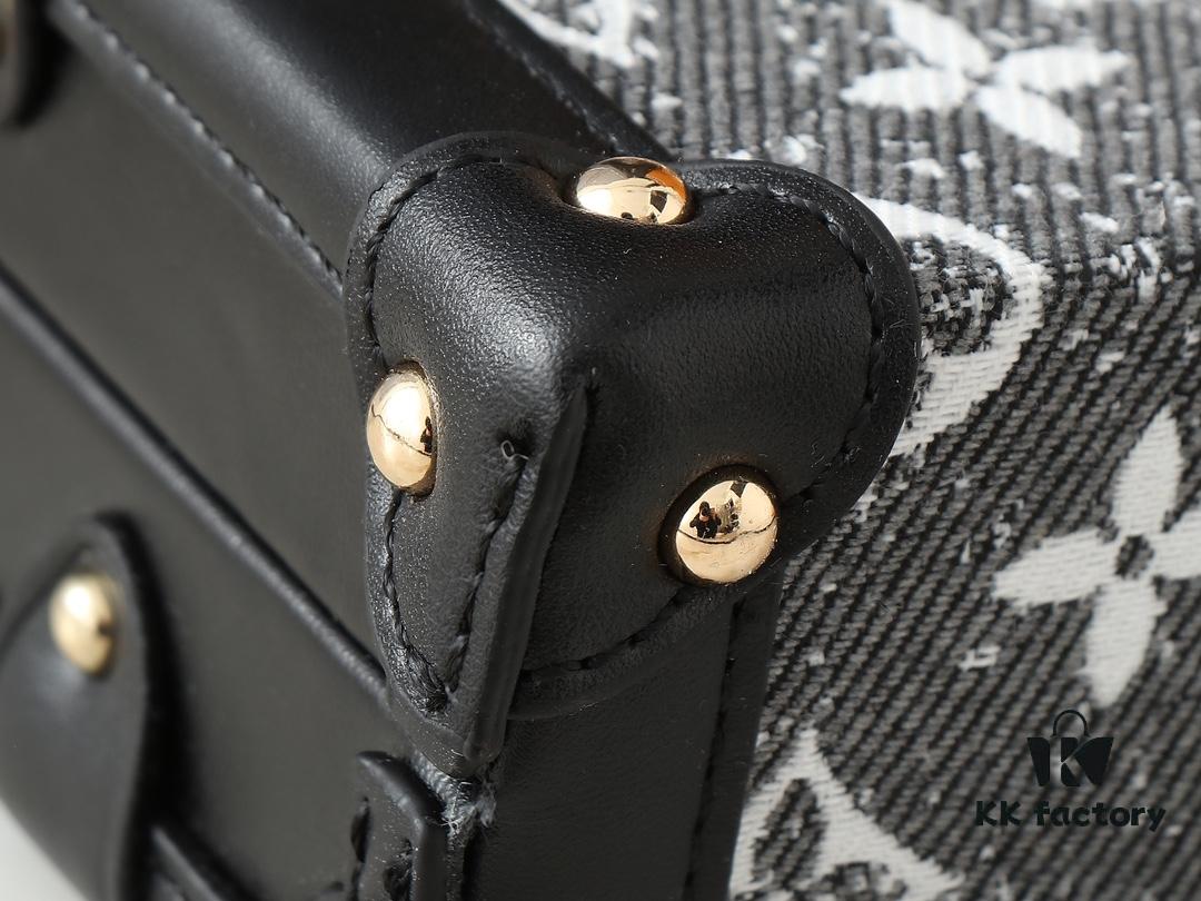 Upgraded Original M21462 M86286 Black Denim Petite Malle Handbag