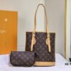 Vintage Yellow Skin High-Quality Original Style Louis Vuitton LV New Women's Shoulder Bag, Drum Bag M42238, Mother-and-Child Bag Design, Practical and Premium Craftsmanship, 23*26*16cm