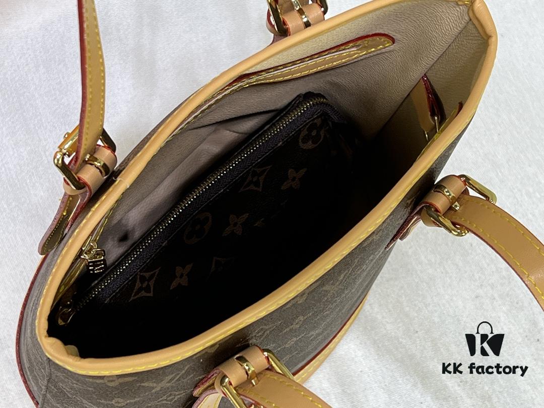 Vintage Yellow Skin High-Quality Original Style Louis Vuitton LV New Women's Shoulder Bag, Drum Bag M42238, Mother-and-Child Bag Design, Practical and Premium Craftsmanship, 23*26*16cm