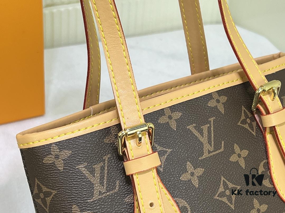 Vintage Yellow Skin High-Quality Original Style Louis Vuitton LV New Women's Shoulder Bag, Drum Bag M42238, Mother-and-Child Bag Design, Practical and Premium Craftsmanship, 23*26*16cm