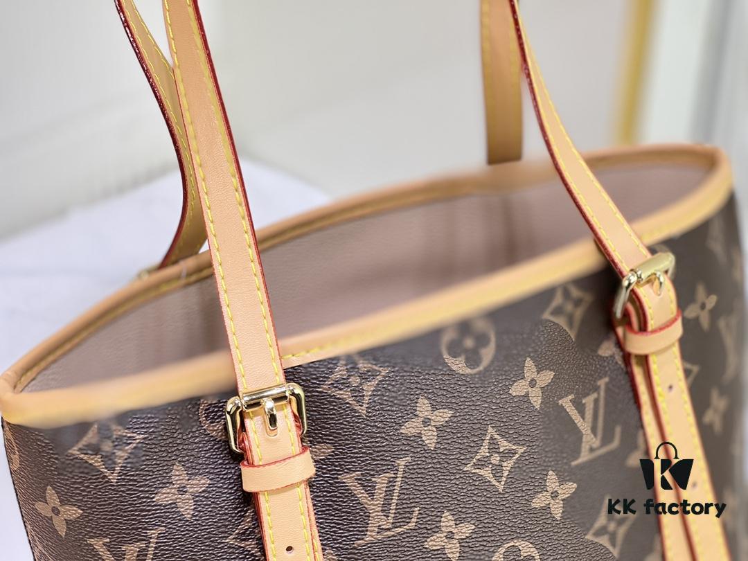 Vintage Crocodile Pattern Wax Leather 🔥 M42236 Large Size Authentic Item High-End Quality Highly Acclaimed Mother-and-Child Bag Extremely Practical Louis Vuitton Matched Interior Original Order Version Louis Vuitton LV New Women's Shoulder Bag Round Barrel Bag