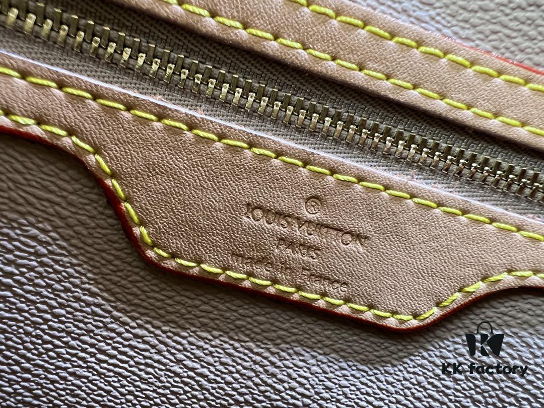 Vintage Crocodile Pattern Wax Leather 🔥 M42236 Large Size Authentic Item High-End Quality Highly Acclaimed Mother-and-Child Bag Extremely Practical Louis Vuitton Matched Interior Original Order Version Louis Vuitton LV New Women's Shoulder Bag Round Barrel Bag