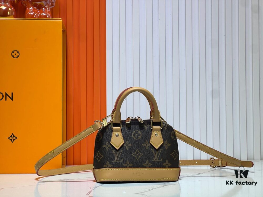 Upgraded Original 【Louis Vuitton Alma Nano Shell Handbag】M82717 Monogram Coffee Check Mini Shell Bag Series
